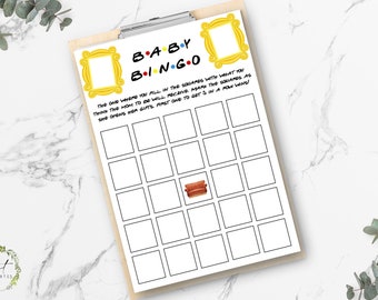 Friends Theme Baby Shower Game - Baby Bingo - Vertical - Printable - Instant Download - Digital File - Templett DIY #10