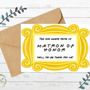 Freunde Rahmen Thema Brautparty - Matrone der Ehre flache Karte - Printable - Sofort Download - Digitale Datei - Templett DIY #10