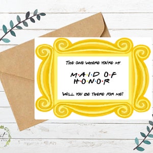 Vrienden Frame Thema Bruidsfeest - Maid of Honor Flat Card - Afdrukbaar - Instant Download - Digitaal bestand - Templett DIY #10