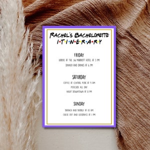 Bachelorette Party Invite Bachelorette Party Friends Theme Bachelorette Itinerary Template Friends Theme Bachelorette #10