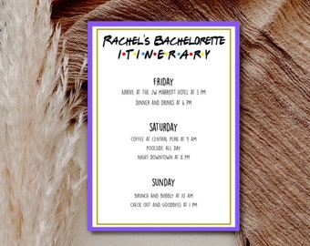 Bachelorette Party Invite Bachelorette Party Friends Theme Bachelorette Itinerary Template Friends Theme Bachelorette #10