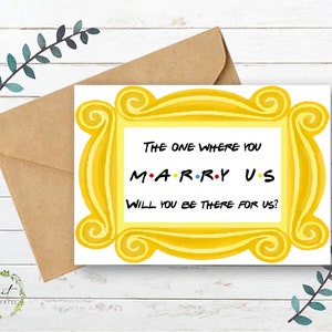 Freunde Theme Rahmen Brautparty - Officiant flache Karte - Printable - Sofort Download - Digitale Datei - Templett DIY #10
