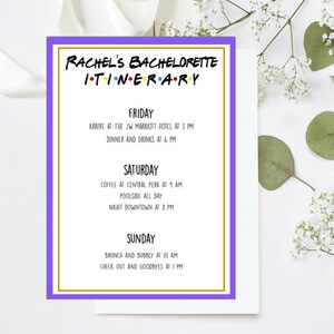 Friends Theme Bachelorette Party Reiseverlauf - Printable - Instant Download - Digitale Datei - Templett DIY #10