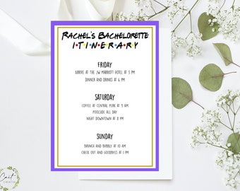 Friends Theme Bachelorette Party Itinerary - Printable - Instant Download - Digital File - Templett DIY #10