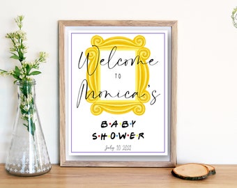 Friends Theme Baby Shower - Welcome Frame Sign - Vertical - Printable - Instant Download - Digital File - Templett DIY #10