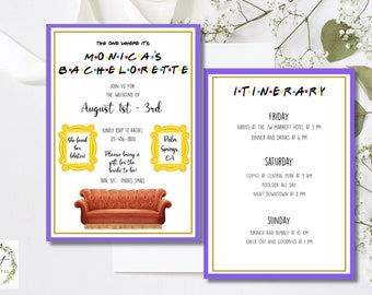 Friends Theme Bachelorette Party Invitation Itinerary - Double Sided - Printable - Instant Download - Digital File - Templett DIY #10