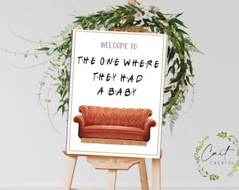 Amici tema Baby Shower Welcome Sign 18 x 24" - Stampabile - Download istantaneo - File digitale - Templett DIY #10