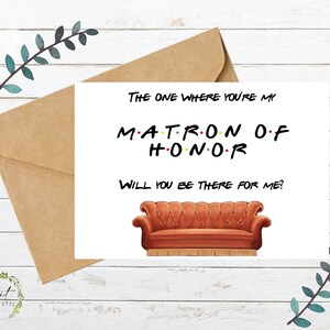 Vrienden thema bruidsfeest - Matron of Honor platte kaart - afdrukbaar - Instant Download - digitaal bestand - Templett DIY #10