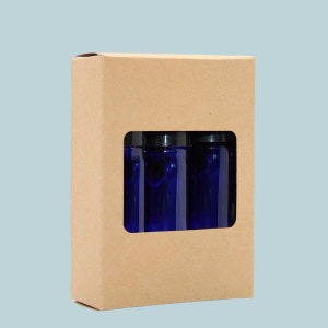 The Essential Oil Roller Bottle Kraft Gift Boxes are 3.5 inches in height, 1 inch in depth, and 2.5 inches in length.