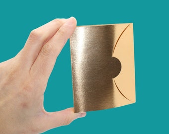 self-locking champagne gold perfume sample cards — minimal 2 ml tube, set of 25