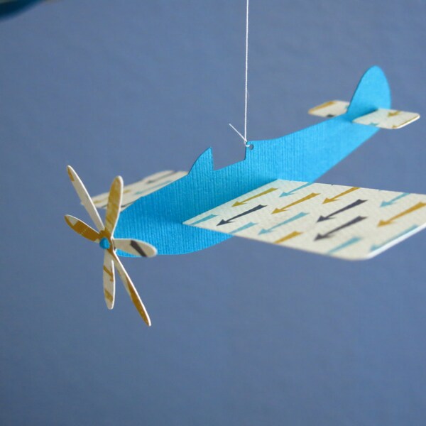 Paper Airplane Mobile - Yellow & Blue Arrows