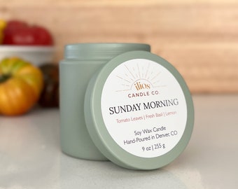 Sunday Morning | 100% Soy Wax Candle | 9 oz Aluminum Tin | Hand Poured | Tomato Vine