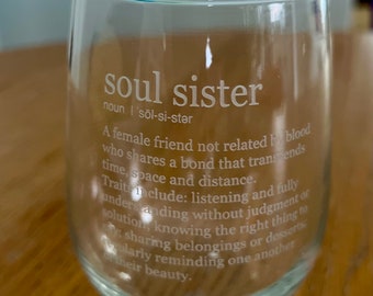 Soul Sister Engraved Wine Glass Gift