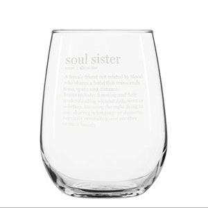 Soul Sister gifts engraved wine glass, pint glass, tumbler, art & more image 3