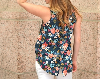 Trevi Top and Dress, a-line, swing, trapeze sleeveless womens pdf sewing pattern