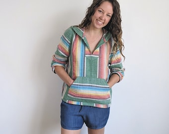 Vero Beach Set, women's woven hoodie elastic shorts pdf sewing pattern