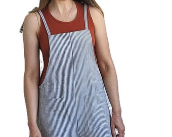 Greer Jumpsuit, womens tie overalls or sleeveless jumpsuit pants or shorts pdf sewing pattern