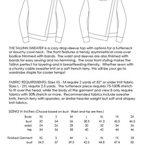 Tallinn Sweater, womens knit turtleneck cowl neck cross over asymmetrical hem pdf sewing pattern image 5