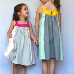 Narita Dress, woven dress colorblock sleeveless buttons yoke jumper pdf sewing pattern image 3