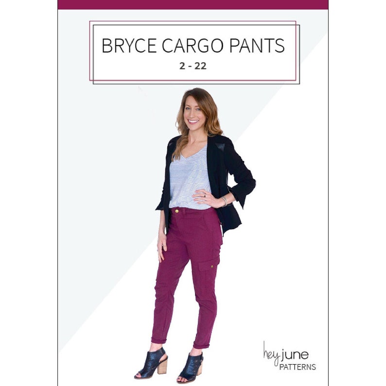 Bryce Cargo Pants, womens woven tapered cargo pants flap pocket ankle length skinny slim trousers pdf sewing pattern image 1