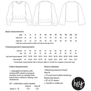 Sheridan Sweater, womens knit bateau crew neck bishop bell sleeve cropped pdf sewing pattern image 8