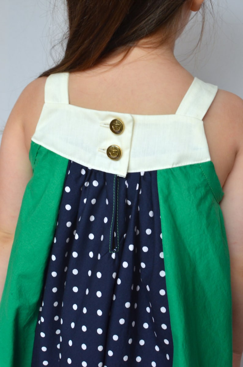 Narita Dress, woven dress colorblock sleeveless buttons yoke jumper pdf sewing pattern image 2