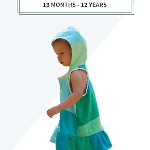 Aegean Swim Cover, boys girls swim cover up terry cloth or knit, dress or shirt pdf sewing pattern