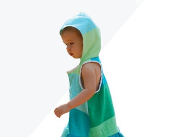 Aegean Swim Cover, boys girls swim cover up terry cloth or knit, dress or shirt pdf sewing pattern