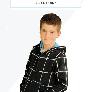 Hatteras Hoodie, knit sweatshirt for boys or girls with hoodie, hood, hi-low hem, kangaroo pocket pdf sewing pattern