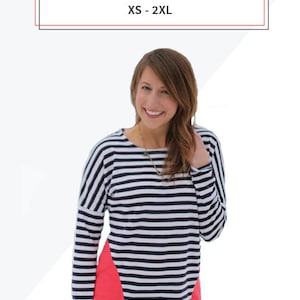 Aurora Tee, knit dolman short long sleeve tee for women pdf sewing pattern