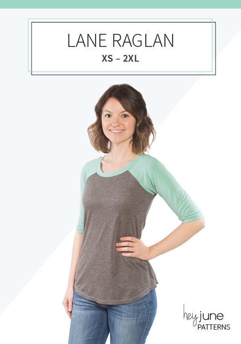 Lane Raglan, womens raglan knit shirt or hoodie with thumbhole cuffs pdf sewing pattern image 1