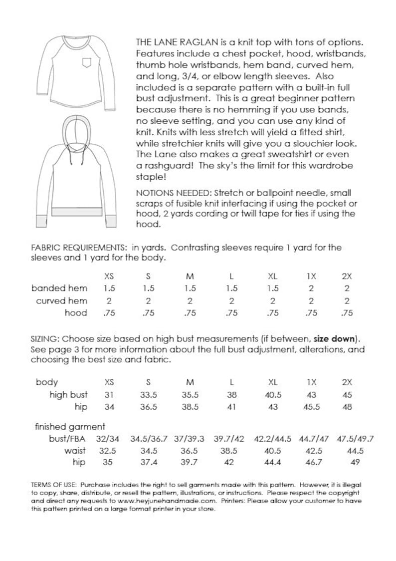 Lane Raglan, womens raglan knit shirt or hoodie with thumbhole cuffs pdf sewing pattern image 5