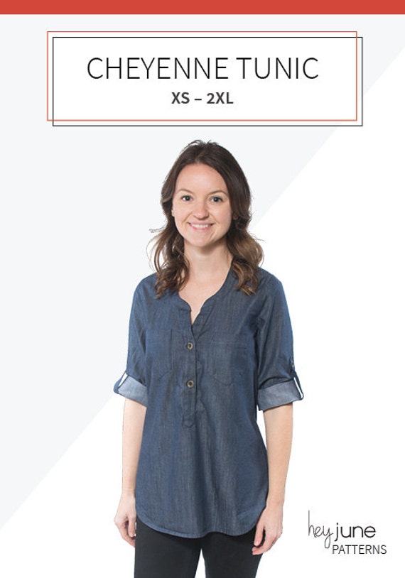 Cheyenne Tunic, womens button-down collared shirt or tunic pdf sewing pattern