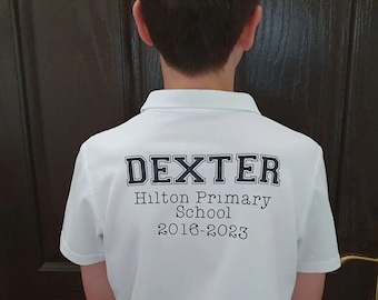 School Leavers Polo Shirt, 2024 leavers, Shirt to be signed