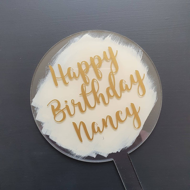 Cake Topper Inscription Sample Personalised Circular Cake Topper, Birthday Cake Topper, Acrylic ...