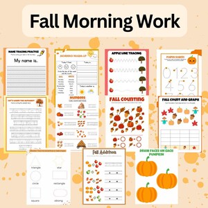 Trabajo matutino/menú/trabajo ajetreado de otoño para preescolar/jardín de infantes
