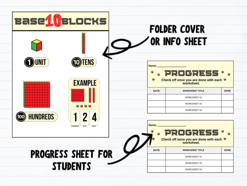 Base 10 Block Center |worksheets|digits|hundreds|education - Etsy