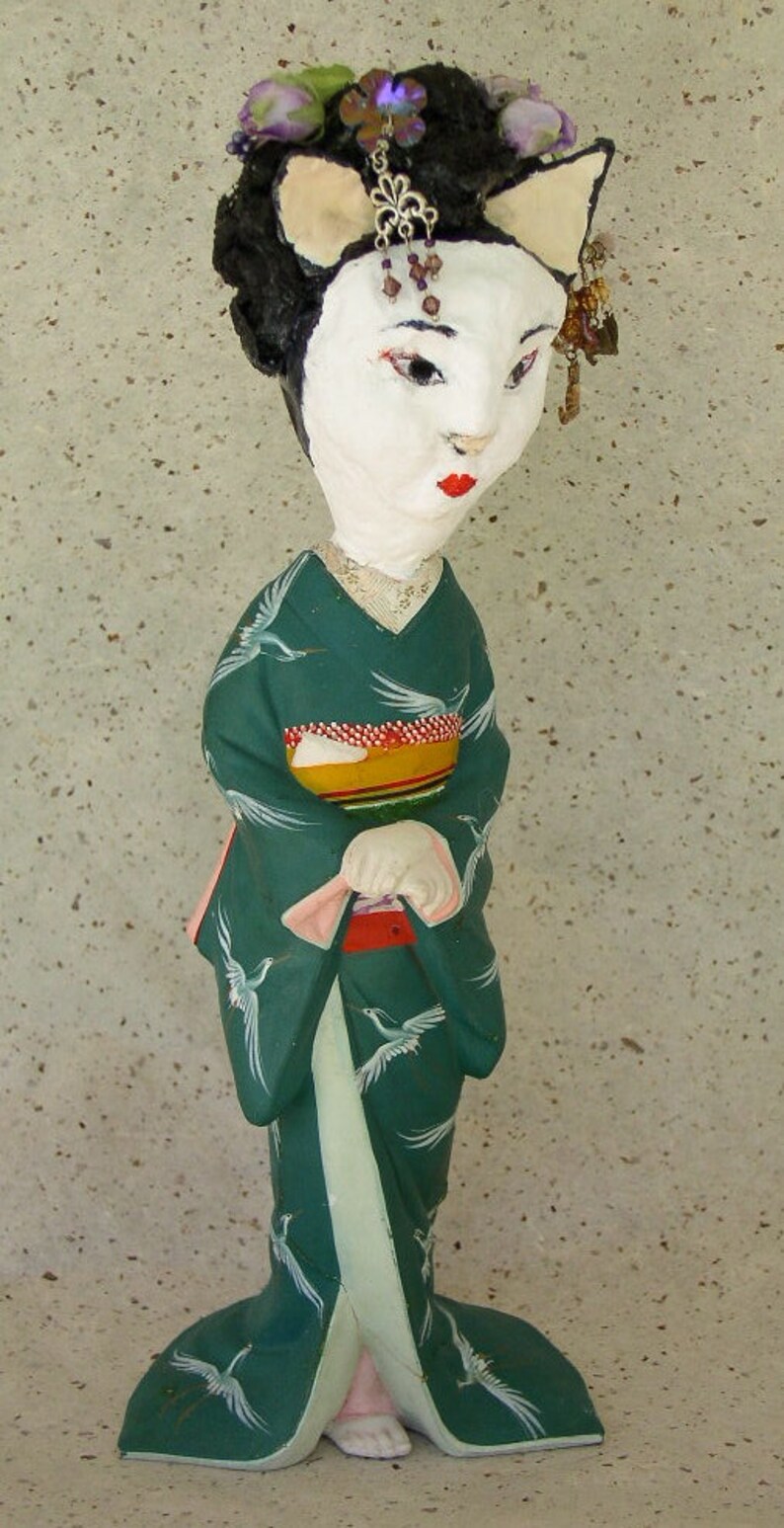 Lady Ah Ha A Geisha Cat Woman Doll Etsy
