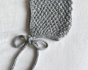 Newborn knit baby bonnet / knit bonnet / knit pixie hat / pixie bonnet