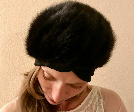 Vintage Black Mink Turban Style Hat Designed by L… - image 3