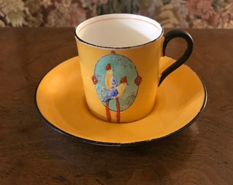 Rare Antique/Vintage Crown Staffordshire Fine Bone China Demitasse Cup and Saucer - 1906 to 1930
