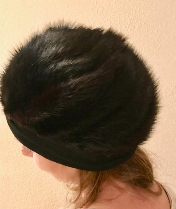 Vintage Black Mink Turban Style Hat Designed by L… - image 4