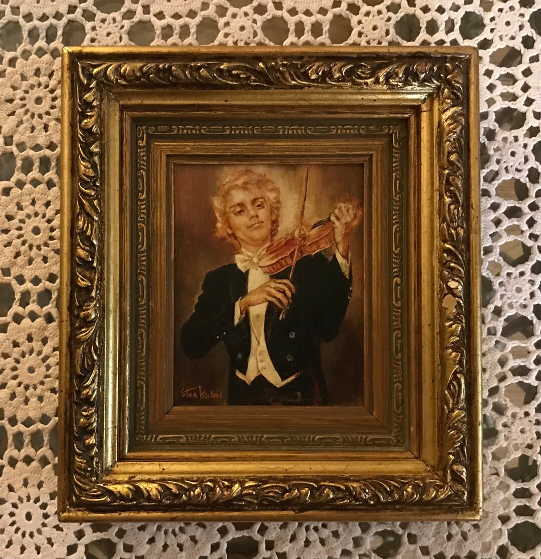 Vintage Framed Violin Player Signed Oil Painting - Etsy