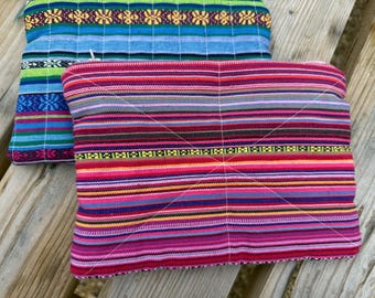 Zipped Pouch, Purse, Makeup Bag, Padded Bag. Pink Stripe