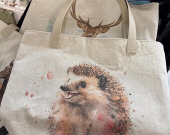 Happy Hedehog Print Tote Bag: Luxury Shopping Bag