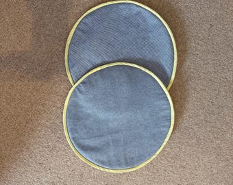 Set of 2 Blue and Lemon Aga Toppers, Pot Stand, Table Wear.