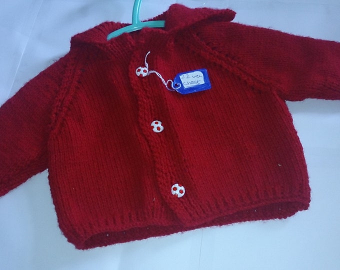Newly Hand Knitted Baby Boys Cardigan Red Size 22 Inch Chest Etsy