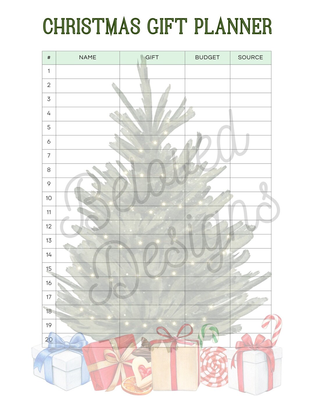 Christmas Gift Planner, Printable Christmas Gift Planner, Digital ...