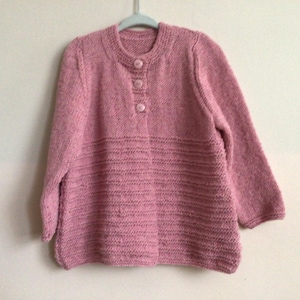 Hand knitted pink cardigan for girls aged 3-4