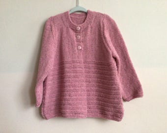 Handgebreid roze vest voor meisjes van 3-4 jaar